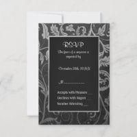 25th Silver and Black Damask Anniversary - RSVP