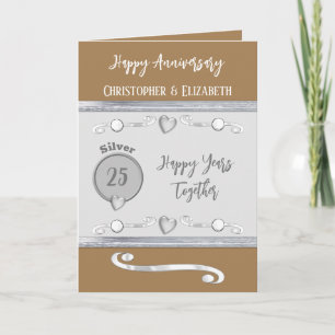 25th Silver Anniversary add names brown Card