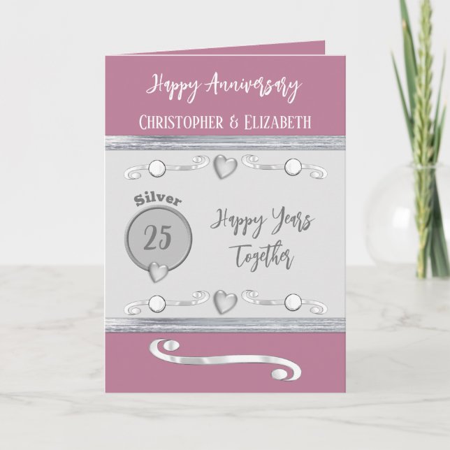 25th Silver Anniversary add names lavender Card (Front)