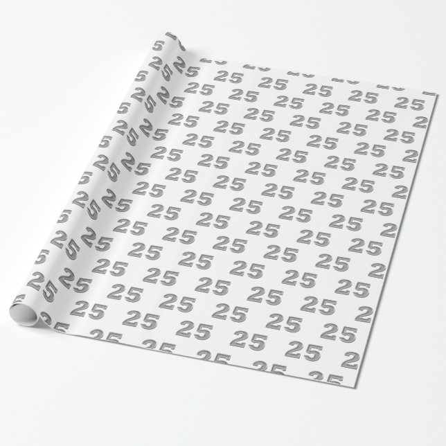 25th Silver Anniversary Birthday Wrapping Paper (Unrolled)