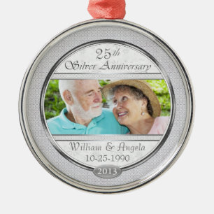 25th Silver Anniversary Cust Photo FrameOrnament Metal Tree Decoration