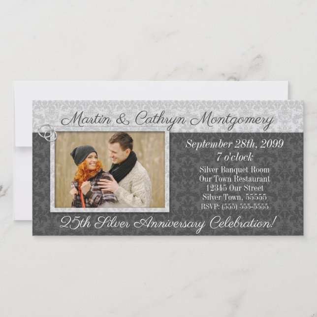 25th Silver Anniversary Damask with Photo (Front)