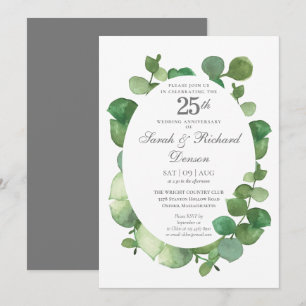 25th Silver Anniversary Eucalyptus Boho Greenery Invitation