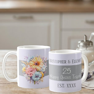 25th silver anniversary flowers names purple coffee mug