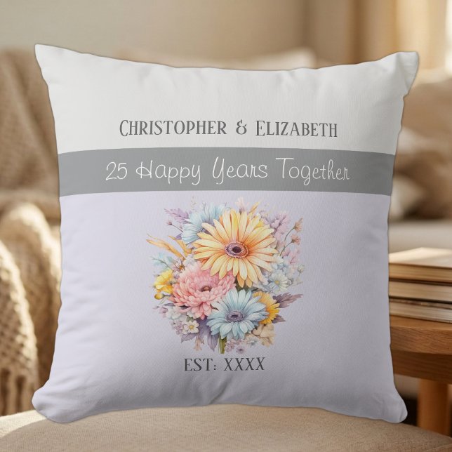25th silver anniversary flowers purple cushion (Creator Uploaded)
