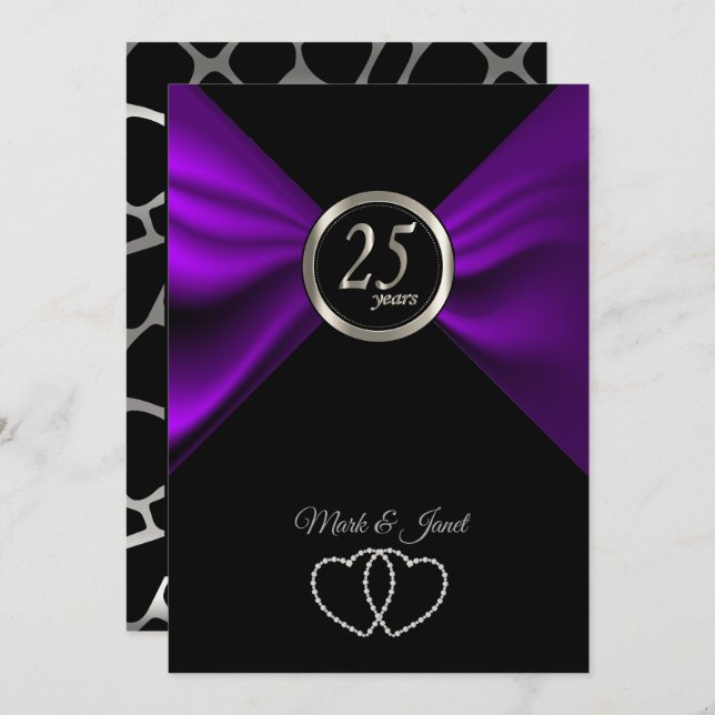 25th Silver Anniversary - Giraffe Pattern Invitation (Front/Back)