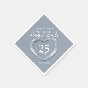 25th silver anniversary heart custom name napkin