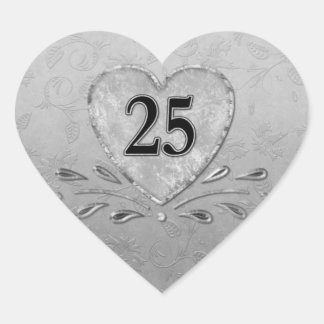 25th Silver  Anniversary Heart Sticker