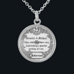 25th Silver Anniversary Monogram Sterling Silver Necklace<br><div class="desc">25th silver anniversary wedding monogram necklace.</div>