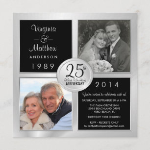 25th Silver Anniversary with Past & Present Photos Invitation