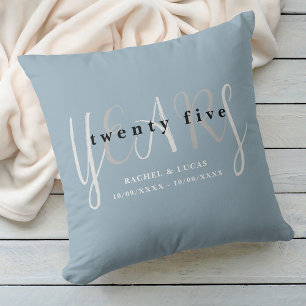 25th Silver Blue Wedding Anniversary Gift Cushion