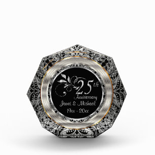 25th Silver Paisley Wedding Anniversary Photo Block