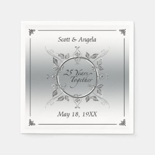25th Silver Wedding Anniversary 25 Years Elegant Napkin