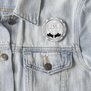 25th Silver Wedding Anniversary 6 Cm Round Badge