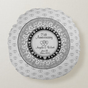 25th Silver Wedding Anniversary Accent Pillow