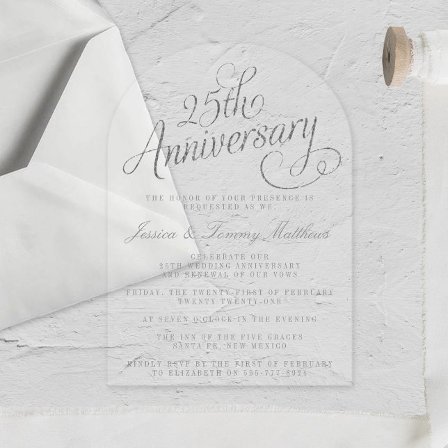 25th Silver Wedding Anniversary Acrylic Invitations (Creator Uploaded)