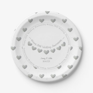 25th Silver Wedding anniversary bunting Paper Plate