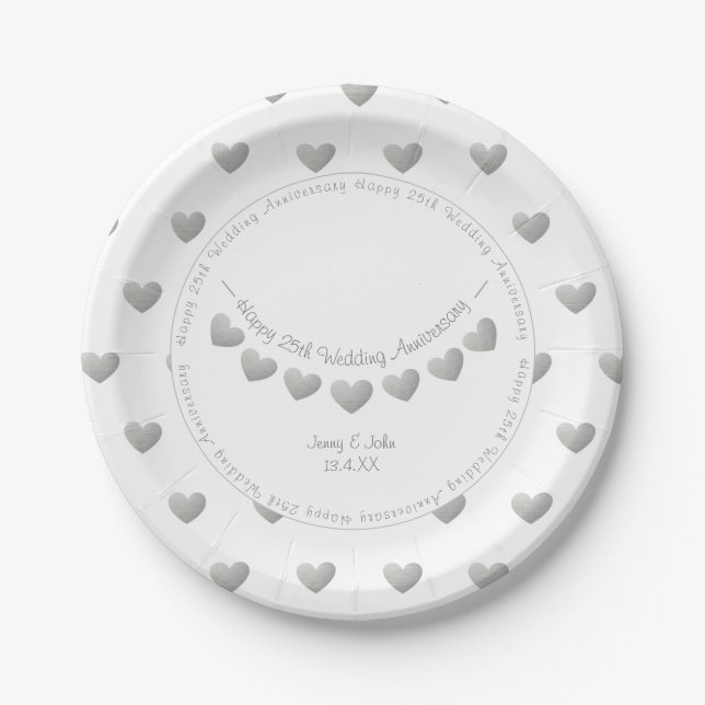 25th Silver Wedding anniversary bunting Paper Plate (Front)