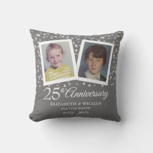 25th Silver Wedding Anniversary Childhood Photos Cushion