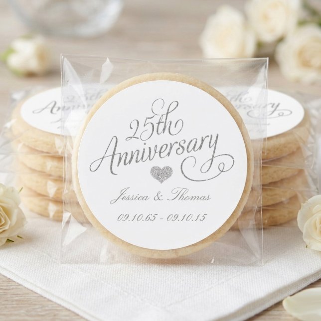 25th Silver Wedding Anniversary Classic Round Sticker (Creator Uploaded)