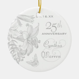 25th Silver Wedding Anniversary Custom Keepsake Ceramic Tree Decoration
