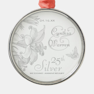 25th Silver Wedding Anniversary Custom Keepsake Metal Tree Decoration