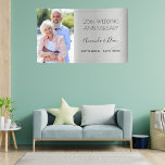 25th silver wedding anniversary custom photo banner<br><div class="desc">A banner celebrating a 25th wedding anniversary. An elegant faux silver coloured background. Personalise and add your own photo of the happy couple. The text: The names is written with a black modern hand lettered style script. Tempates for names and a date. Can be used as a party welcome sign,...</div>