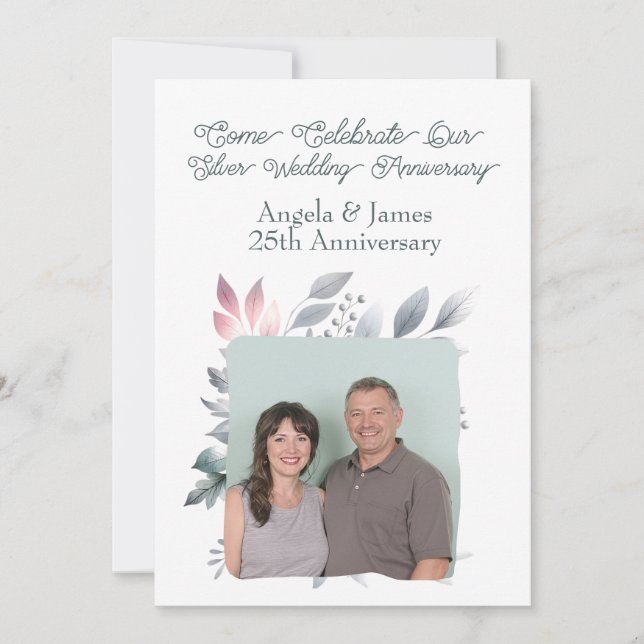 25th Silver Wedding Anniversary Custom Photo  Invitation (Front)