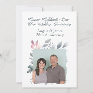 25th Silver Wedding Anniversary Custom Photo Invitation