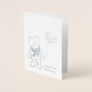 25th silver wedding anniversary cute husband bear foil card