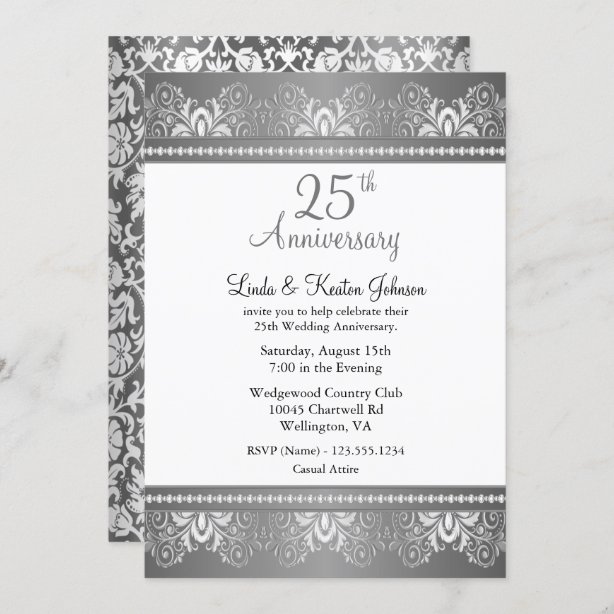 Silver Anniversary Invitations | Zazzle NZ