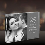 25th Silver Wedding Anniversary Elegant Photo Block<br><div class="desc">This chic 25th silver wedding anniversary keepsake can be personalised with the photo,  names and anniversary dates of the special couple. Designed by Thisisnotme©</div>
