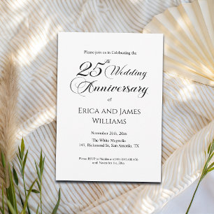 25th Silver Wedding Anniversary Elegant Script Invitation