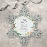 25th Silver Wedding Anniversary Floral Watercolor Ornament<br><div class="desc">Featuring a delicate watercolour floral garland,  this chic botanical 25th wedding anniversary keepsake can be personalised with your special anniversary information in an elegant silver text. Designed by Thisisnotme©</div>