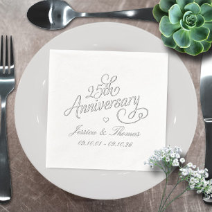 25th Silver Wedding Anniversary Foil Napkins