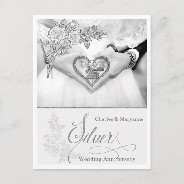 25th Silver Wedding Anniversary for Couple Postcard (Front)