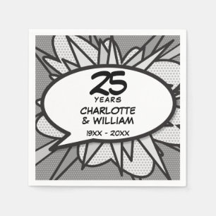 25th Silver Wedding Anniversary Fun Retro Napkin
