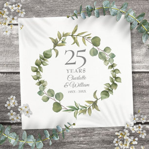 25th Silver Wedding Anniversary Greenery Garland Napkin