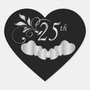 *25th Silver Wedding Anniversary Heart Sticker