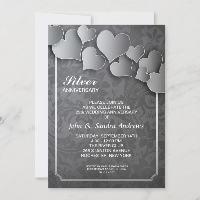 25th silver wedding anniversary invitation (Front)