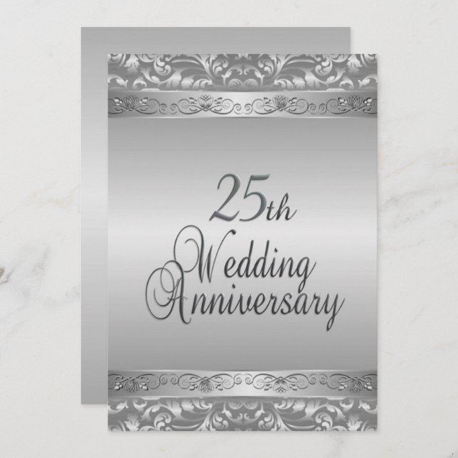 25th Silver Wedding Anniversary Invitation (Front/Back)