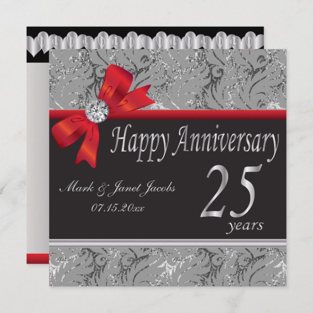 25th Silver Wedding Anniversary Invitation (Front/Back)