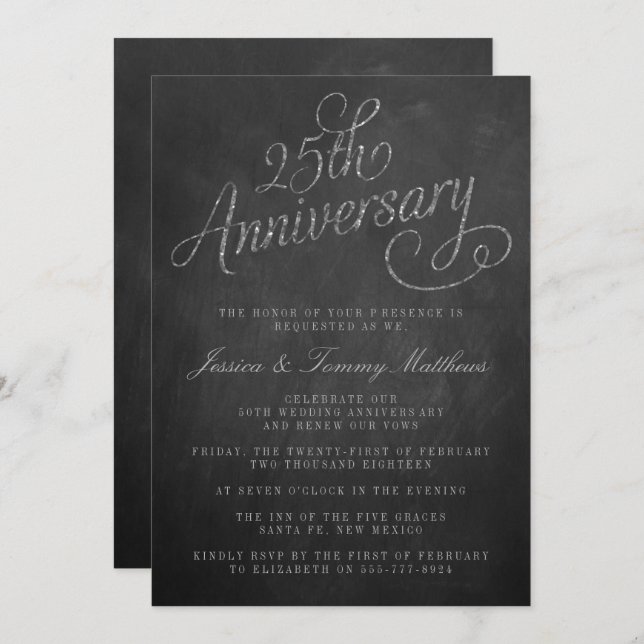 25th Silver Wedding Anniversary Invitations (Front/Back)