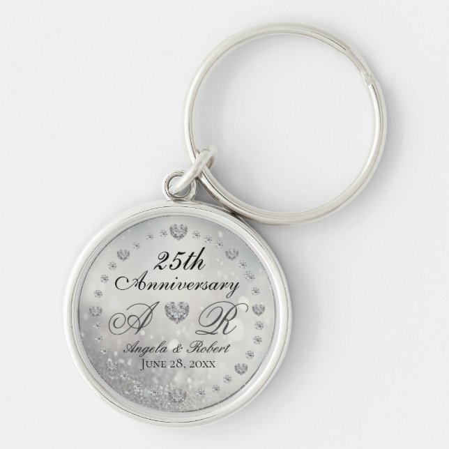 25th Silver Wedding Anniversary Key Ring (Front)