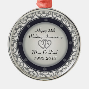 25th Silver Wedding Anniversary Metal Tree Decoration
