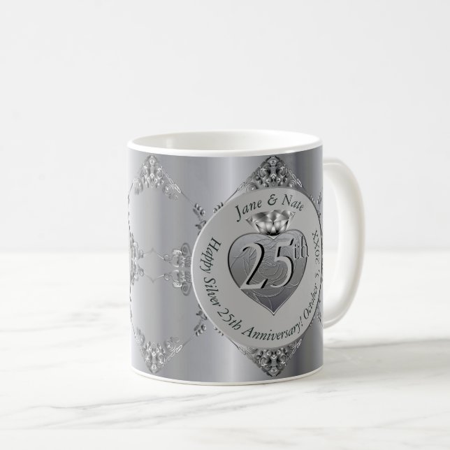 25th Silver Wedding Anniversary Mug (Front Right)