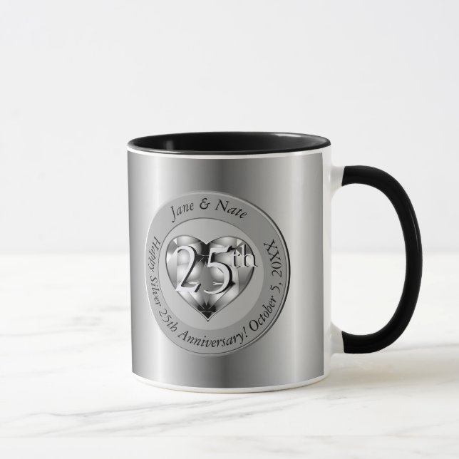 25th Silver Wedding Anniversary Mug (Right)
