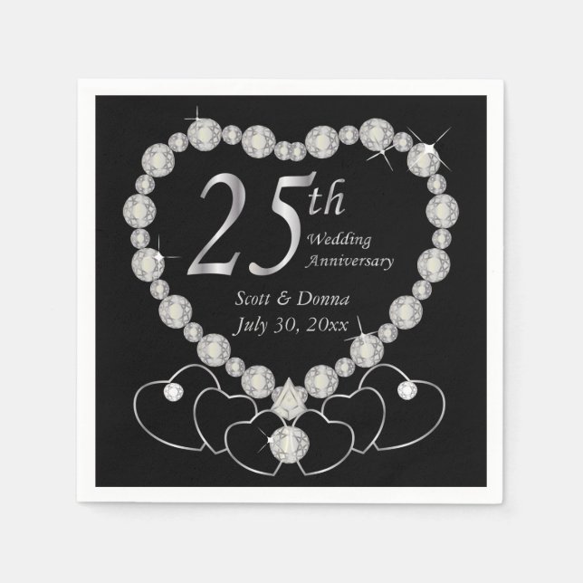 25th Silver Wedding Anniversary Napkin (Front)