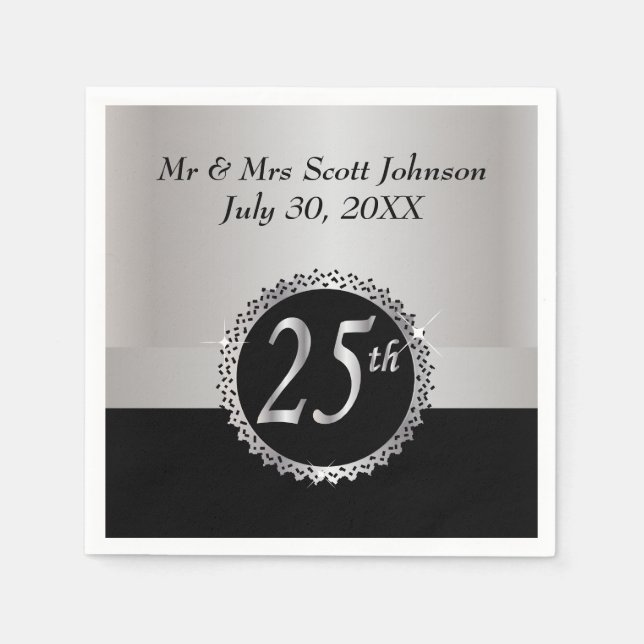 25th Silver Wedding Anniversary Napkin (Front)