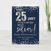25th Silver Wedding Anniversary Navy